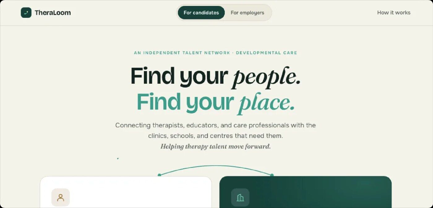 TheraLoom developmental-care talent platform, built by Marlow